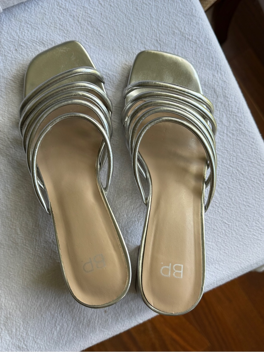 BP Silver Multi-Strap Strappy Block Heel Sandals Heels - Picture 4 of 7
